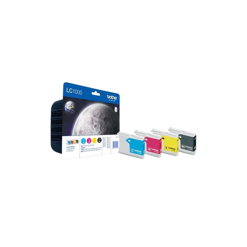 Brother LC1000 Pack de 4 Cartuchos de Tinta Originales - LC1000VALBP