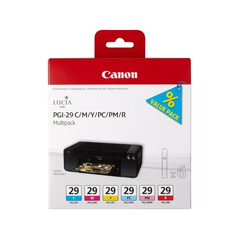 Canon PGI29 Pack de 6 Cartuchos de Tinta Originales - 4873B005