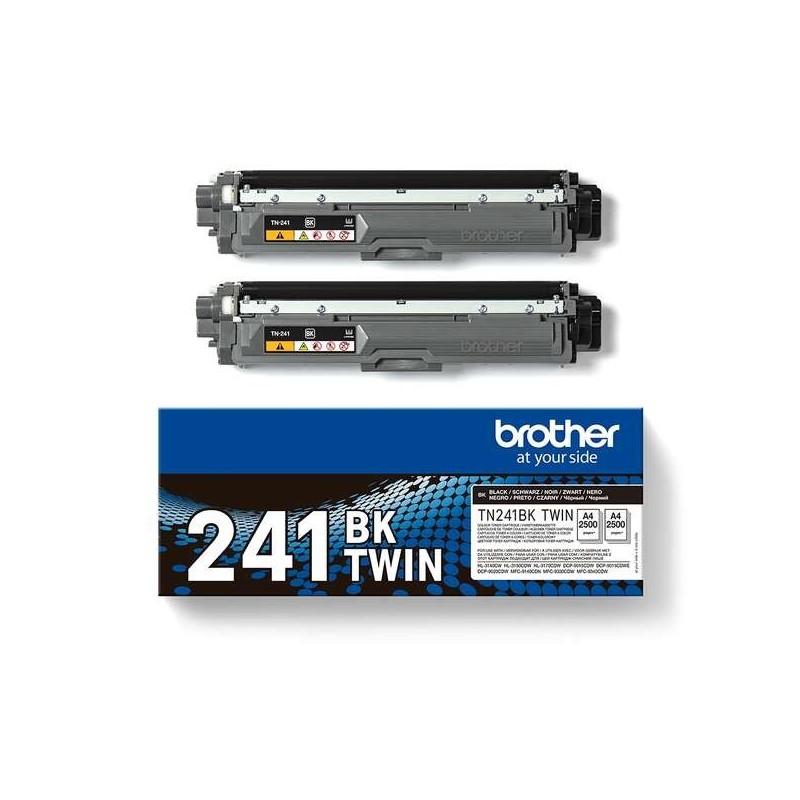 Brother TN241 Negro Pack de 2 Cartuchos de Toner Originales - TN241BKTWIN