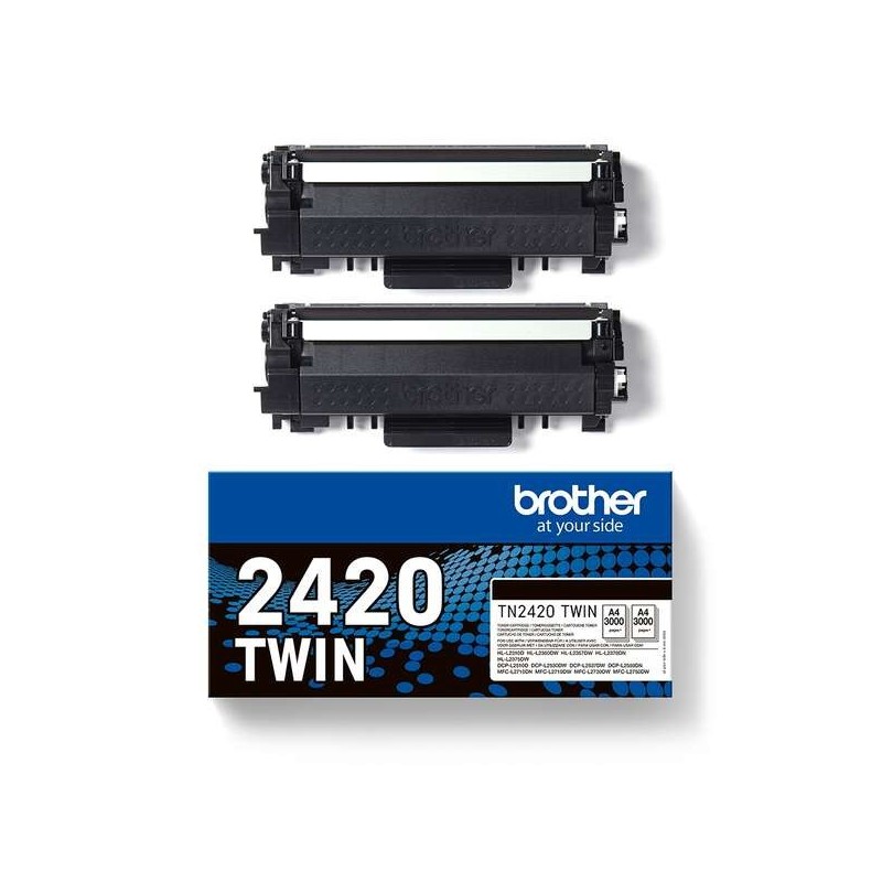 Brother TN2420 Negro Pack de 2 Cartuchos de Toner Originales - TN2420TWIN
