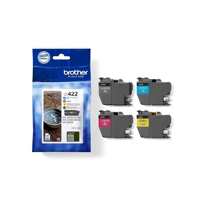 Brother LC422 Pack de 4 Cartuchos de Tinta Originales - LC422VAL