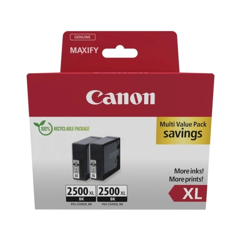 Canon PGI-2500XL Multipack de 2 Cartuchos de Tinta Originales Negro - 9254B011