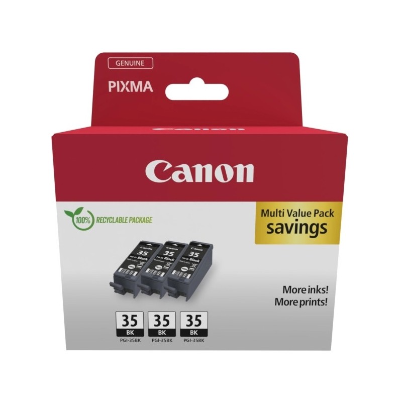 Canon PGI-35BK Multipack de 3 Cartuchos de Tinta Originales Negro - 1509B028