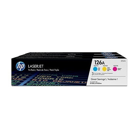 HP CF341A Pack de Cartuchos de Toner Original Magenta, Amarillo y Cyan - 126A
