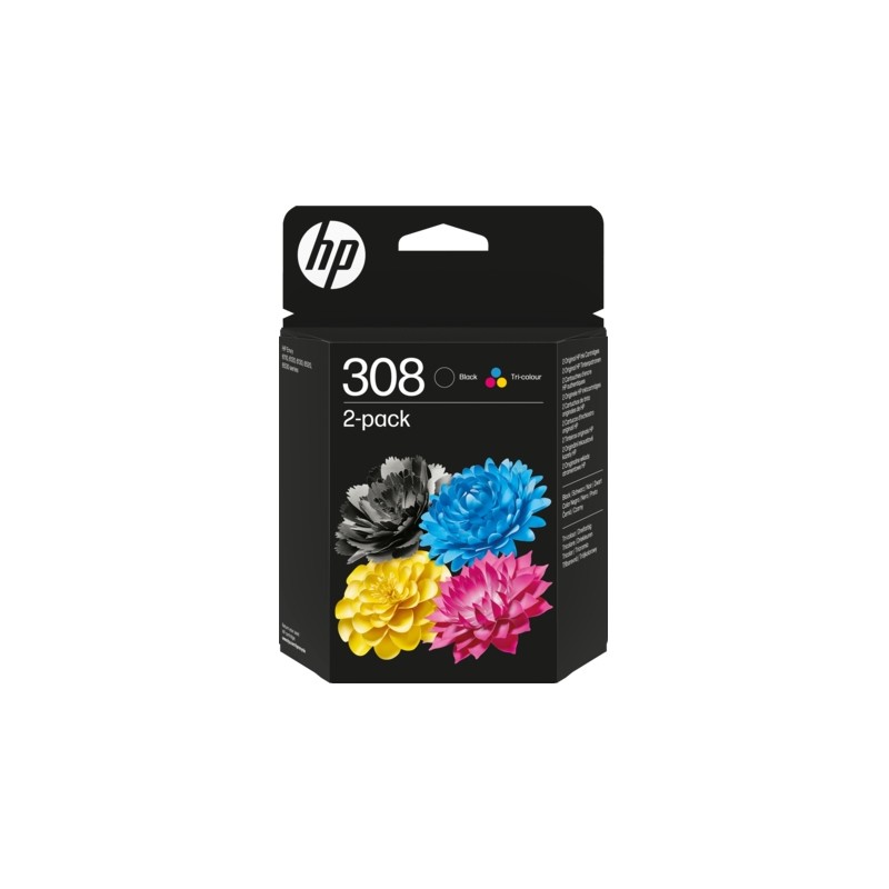 HP 308 Negro + Color Pack de 2 Cartuchos de Tinta Originales - 6L6S6UE